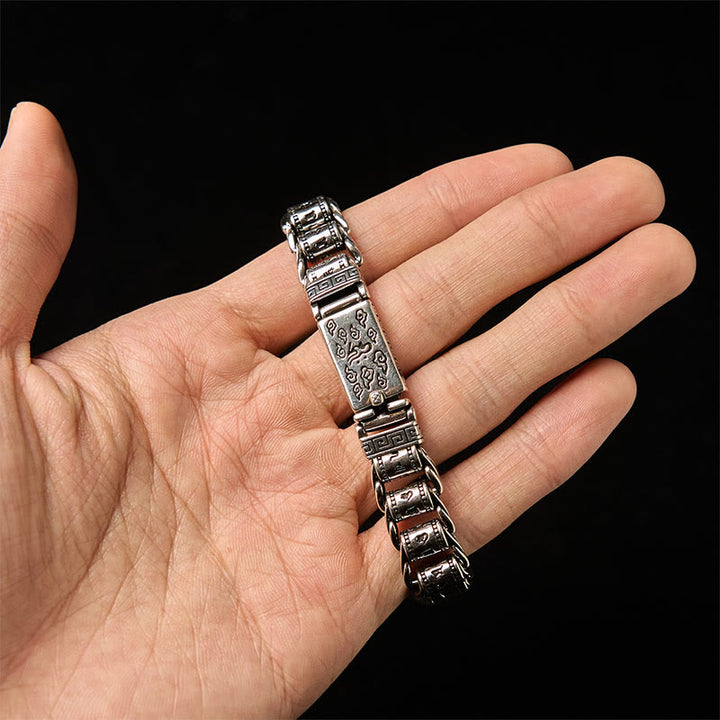 Buddha Stones Tibetan Auspicious Clouds Copper Om Mani Padme Hum Peace Metal Bracelet - image 4