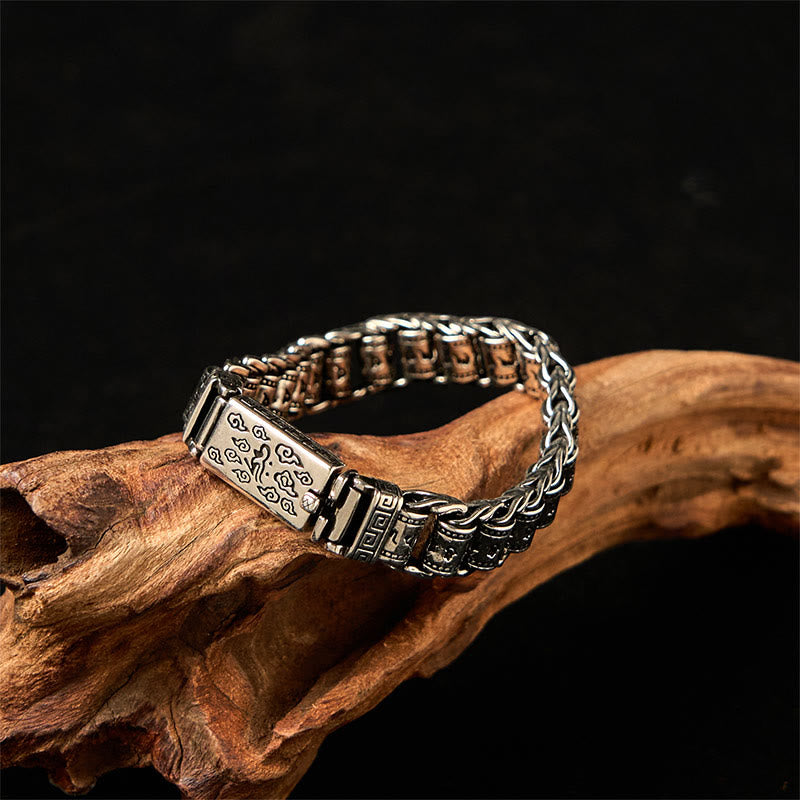 Buddha Stones Tibetan Auspicious Clouds Copper Om Mani Padme Hum Peace Metal Bracelet - image 1