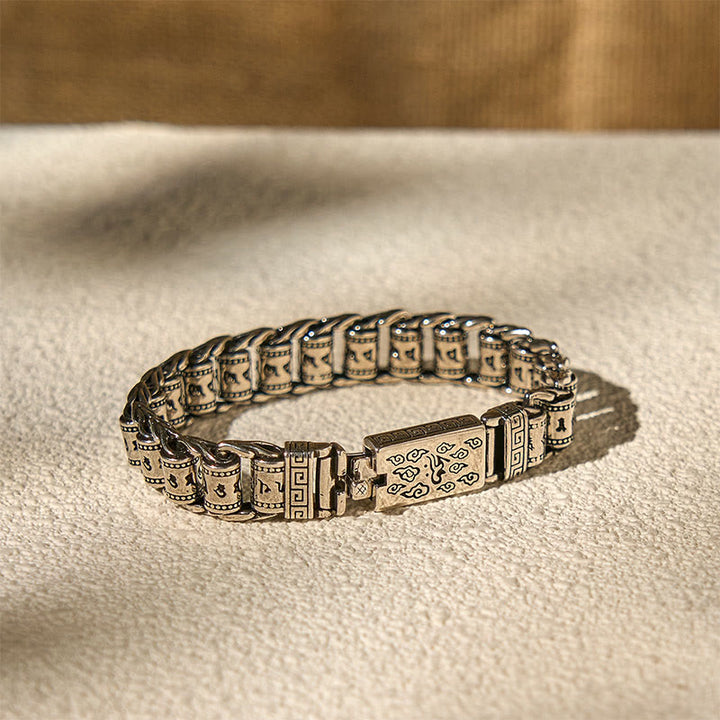 Buddha Stones Tibetan Auspicious Clouds Copper Om Mani Padme Hum Peace Metal Bracelet - image 3