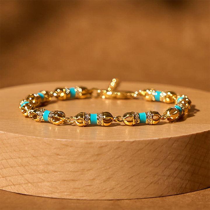 Buddha Stones Copper Brass Plated 24k Gold Vajra Wealth Luck Bracelet - image 1