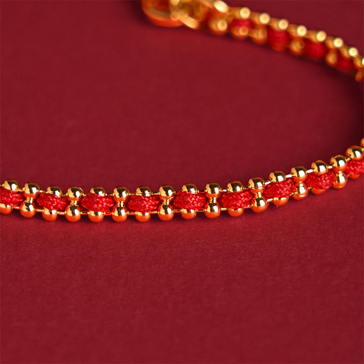 Buddha Stones Red String Copper Brass Gourd Strength Wealth Bracelet - image 4