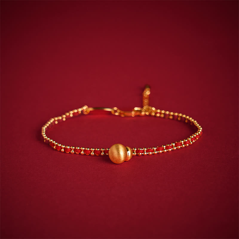 Buddha Stones Red String Copper Brass Gourd Strength Wealth Bracelet - image 1