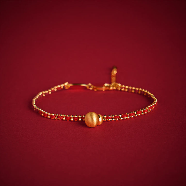 Buddha Stones Red String Copper Brass Gourd Strength Wealth Bracelet - image 1