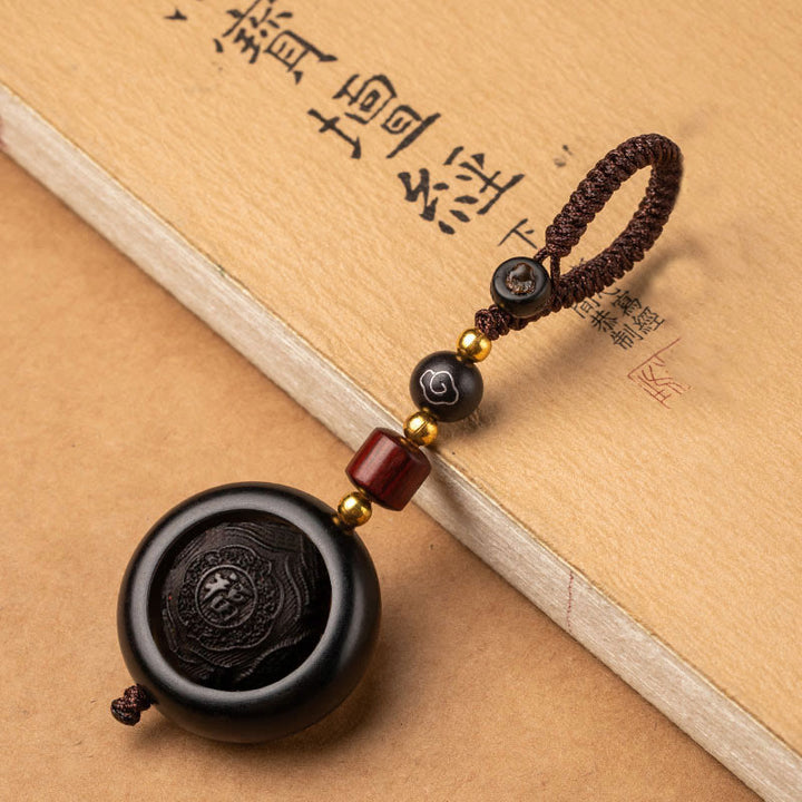 Buddha Stones Tibetan Small Leaf Red Sandalwood Ebony Luck Protection Rotation Decoration - Ebony&Blessing - image 19