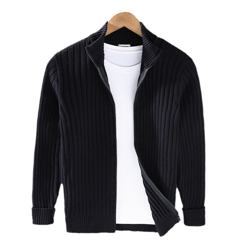Buddha Stones Spring Plain Zipper Design Cotton Men's Long Sleeve Mock Neck Jacket - image 10