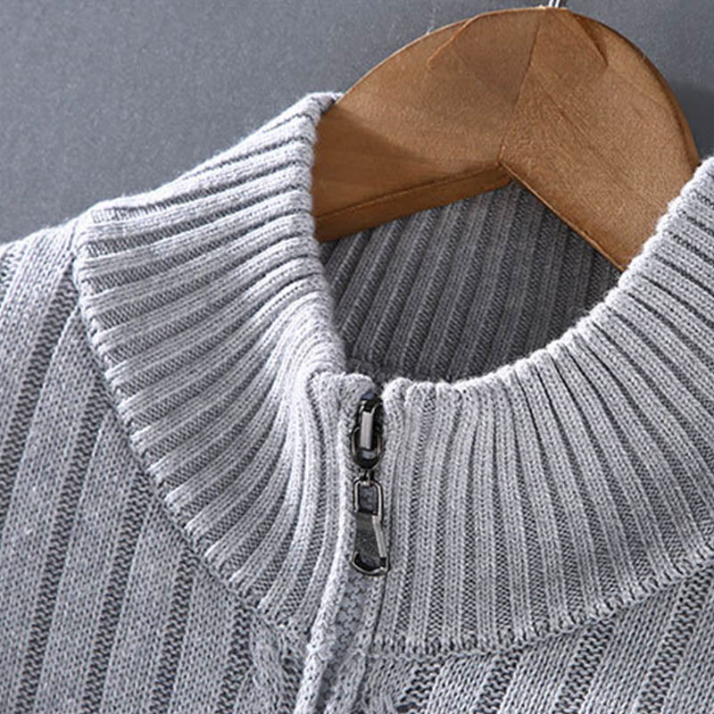 Buddha Stones Spring Plain Zipper Design Cotton Men's Long Sleeve Mock Neck Jacket - image 3