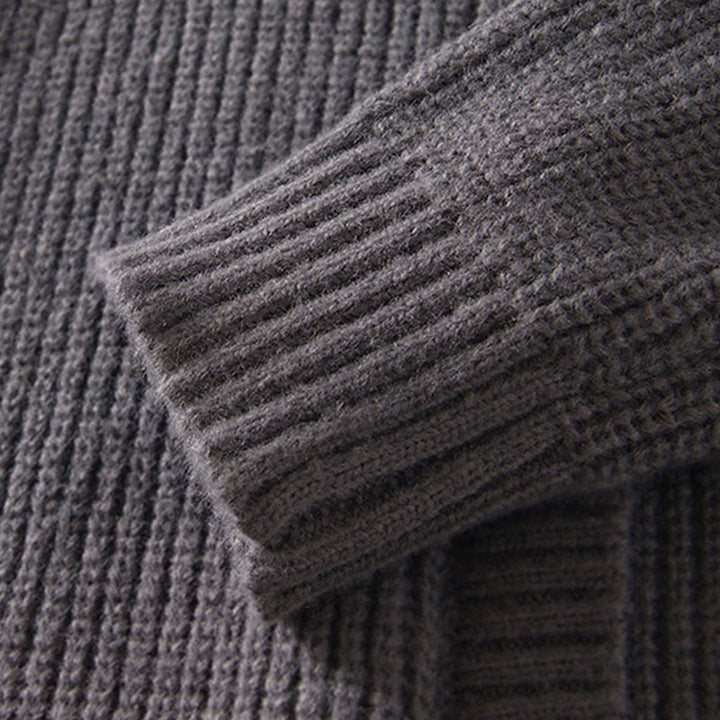 Buddha Stones Winter Solid Color Zipper Knit Cardigan Men's Long Sleeve Cotton Jacket With Pockets - image 9