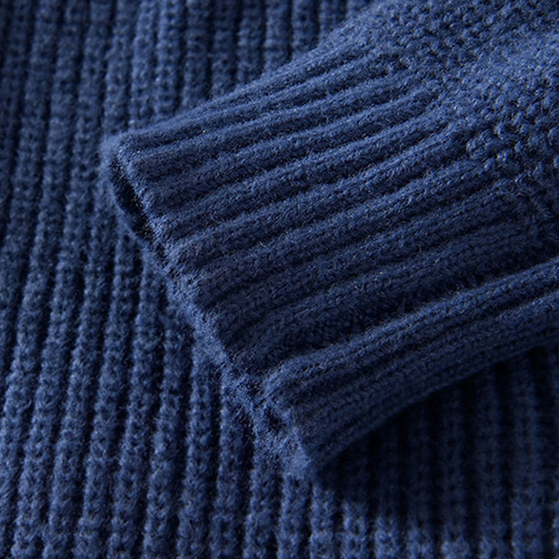 Buddha Stones Winter Solid Color Zipper Knit Cardigan Men's Long Sleeve Cotton Jacket With Pockets - image 2