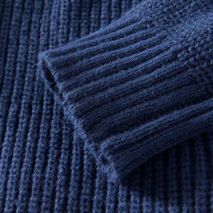 Buddha Stones Winter Solid Color Zipper Knit Cardigan Men's Long Sleeve Cotton Jacket With Pockets - image 2