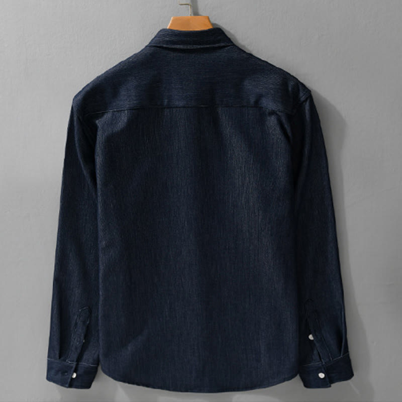 Buddha Stones Fall Pure Color Buttoned Detail Lapel Men's Long Sleeve Jacket - image 2