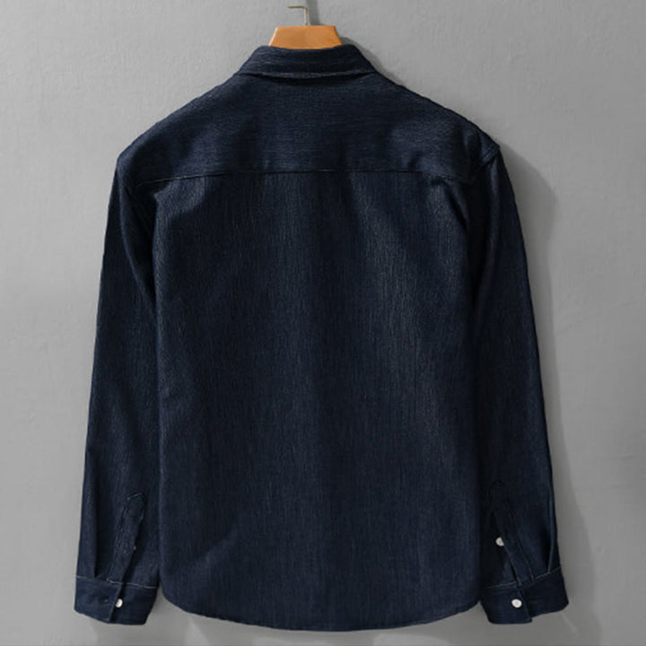 Buddha Stones Fall Pure Color Buttoned Detail Lapel Men's Long Sleeve Jacket - image 2