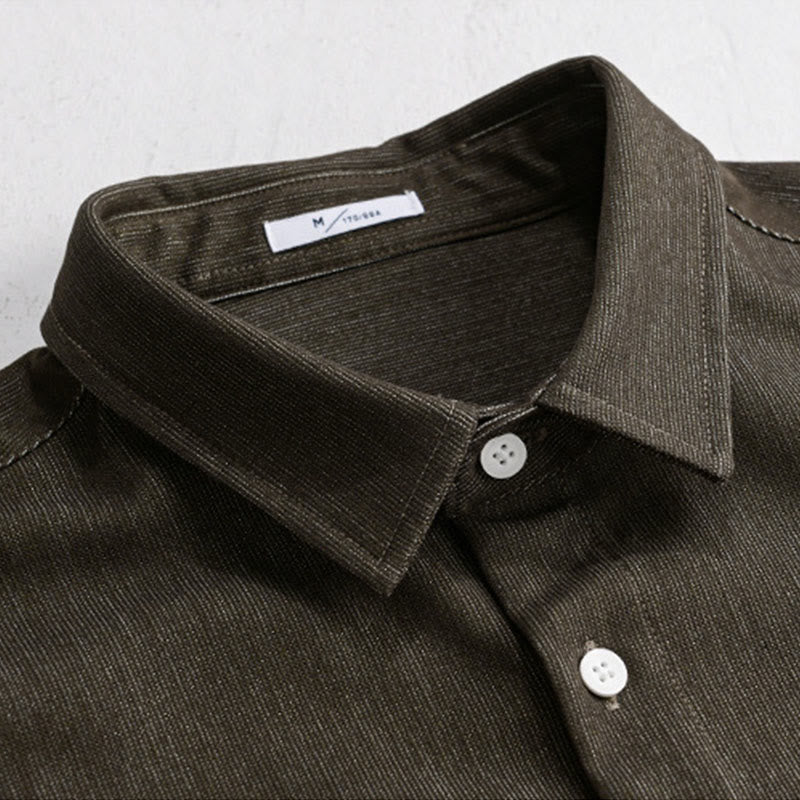 Buddha Stones Fall Pure Color Buttoned Detail Lapel Men's Long Sleeve Jacket - image 12