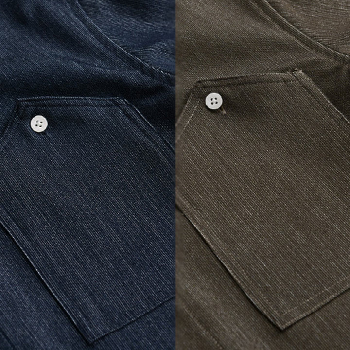 Buddha Stones Fall Pure Color Buttoned Detail Lapel Men's Long Sleeve Jacket - image 18