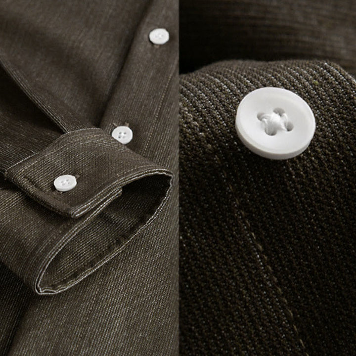 Buddha Stones Fall Pure Color Buttoned Detail Lapel Men's Long Sleeve Jacket - image 14