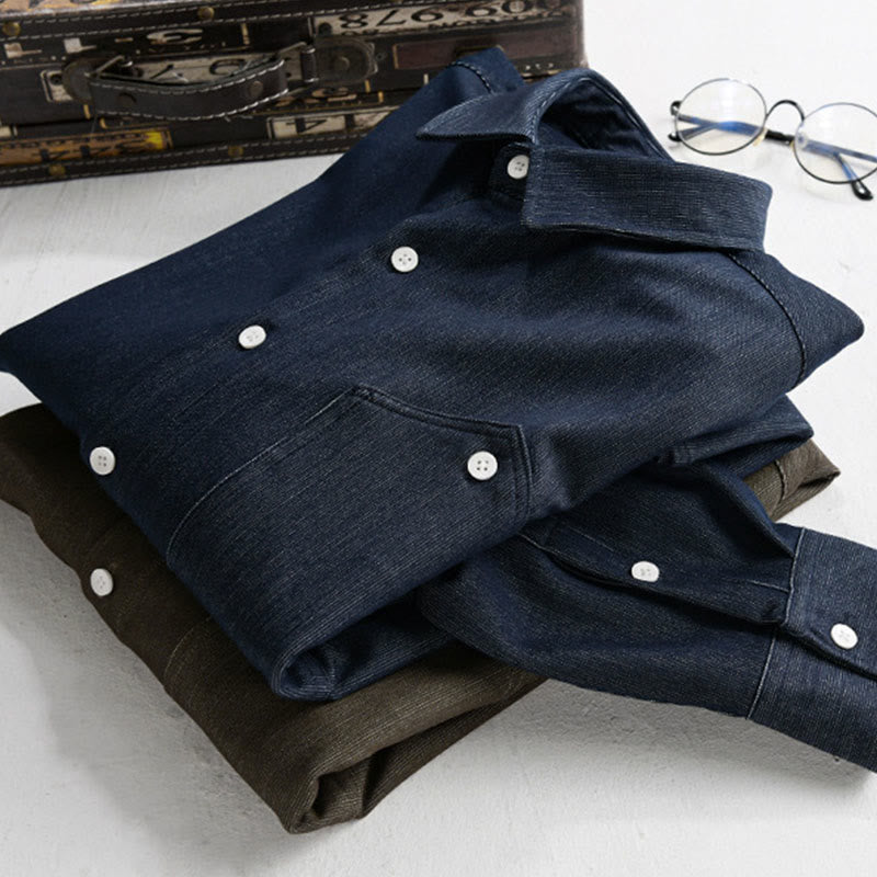 Buddha Stones Fall Pure Color Buttoned Detail Lapel Men's Long Sleeve Jacket - image 16