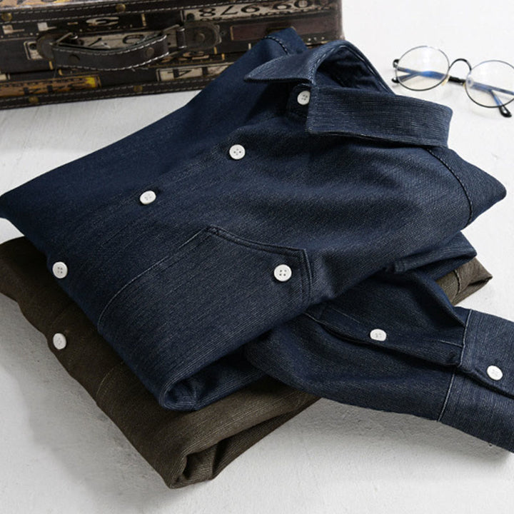 Buddha Stones Fall Pure Color Buttoned Detail Lapel Men's Long Sleeve Jacket - image 16