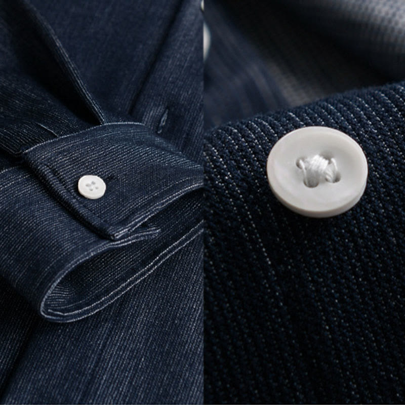 Buddha Stones Fall Pure Color Buttoned Detail Lapel Men's Long Sleeve Jacket - image 8