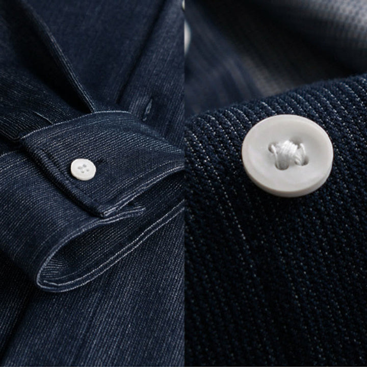 Buddha Stones Fall Pure Color Buttoned Detail Lapel Men's Long Sleeve Jacket - image 8