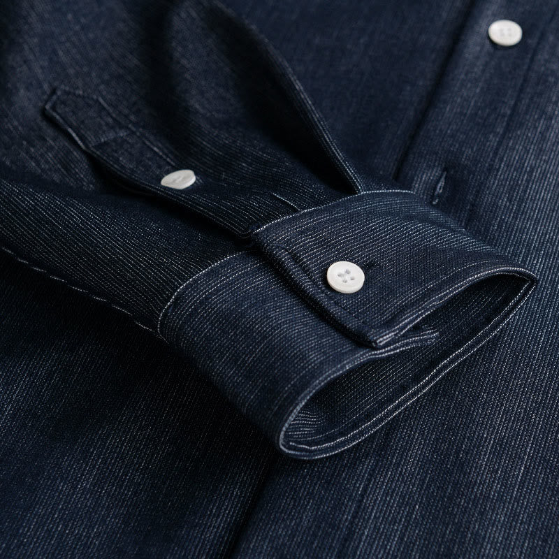 Buddha Stones Fall Pure Color Buttoned Detail Lapel Men's Long Sleeve Jacket - image 6