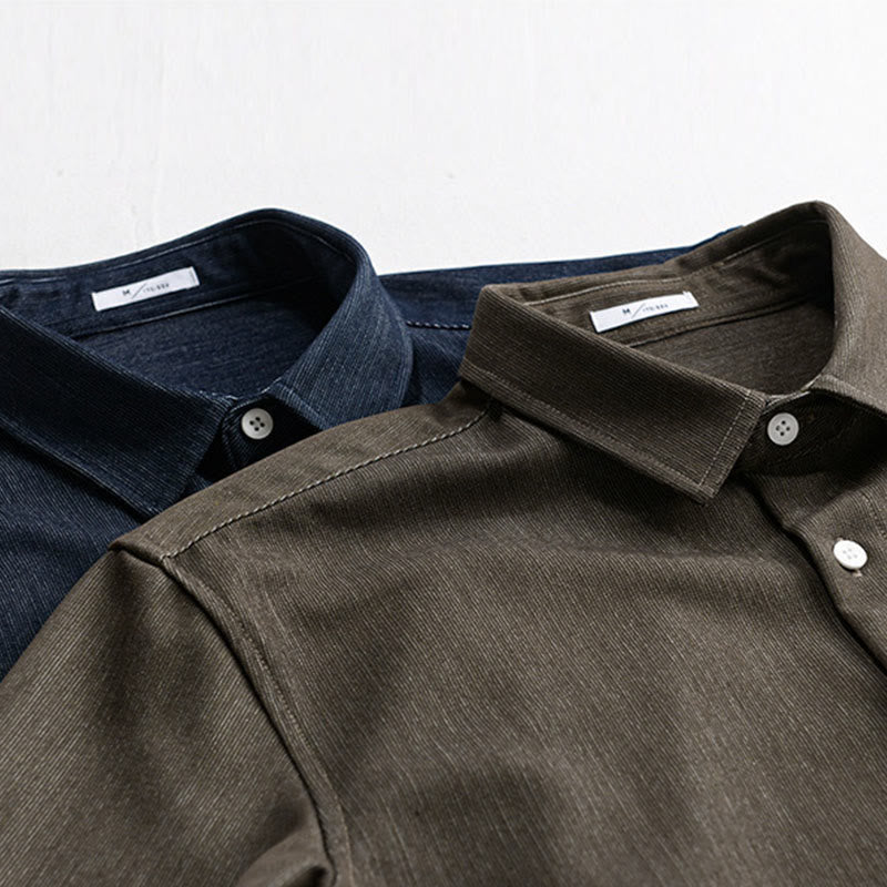 Buddha Stones Fall Pure Color Buttoned Detail Lapel Men's Long Sleeve Jacket - image 17