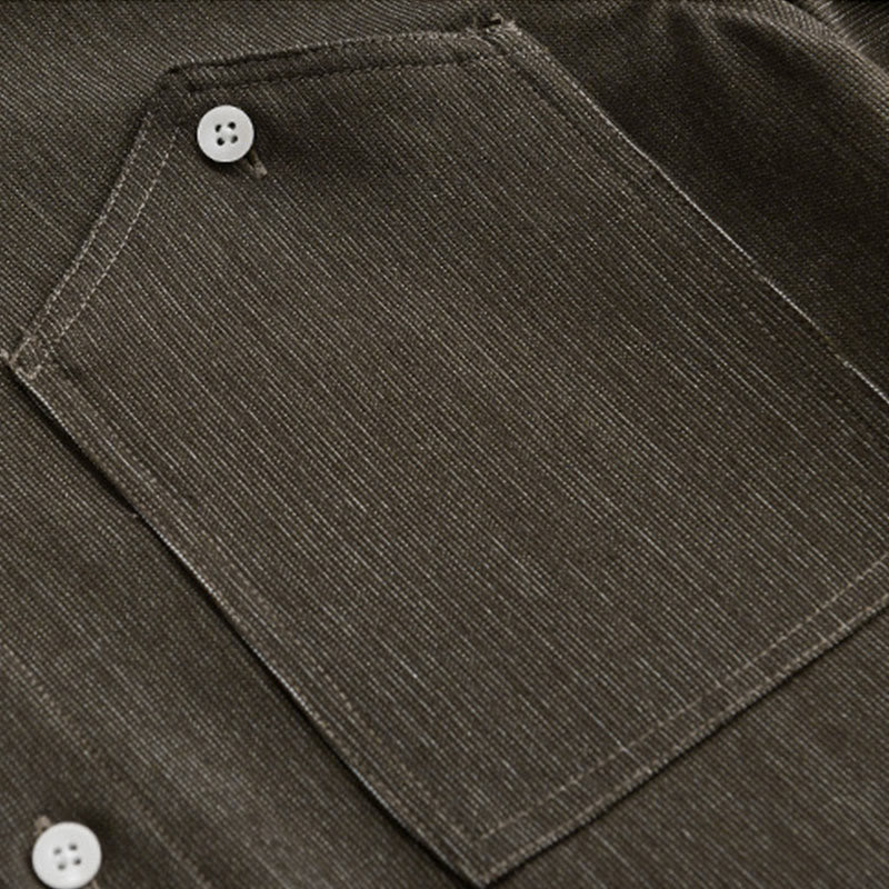 Buddha Stones Fall Pure Color Buttoned Detail Lapel Men's Long Sleeve Jacket - image 13