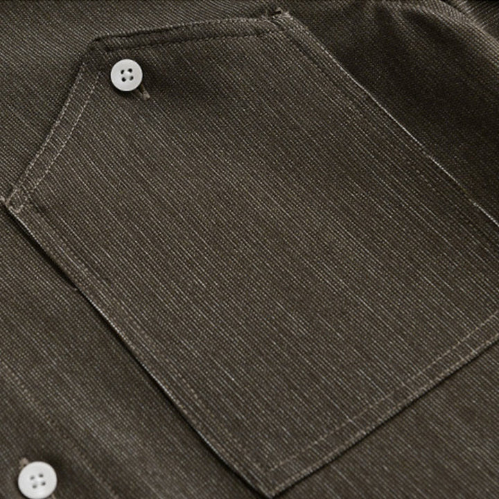 Buddha Stones Fall Pure Color Buttoned Detail Lapel Men's Long Sleeve Jacket - image 13