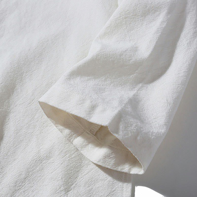 Buddha Stones Chinese Frog-Button Side Slit Men's Long Sleeve Cotton Tang Suit Shirt - image 31