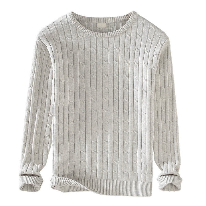 Buddha Stones Cable Knit Design Men's Crew Neck Long Sleeve Pure Cotton Sweater - image 13