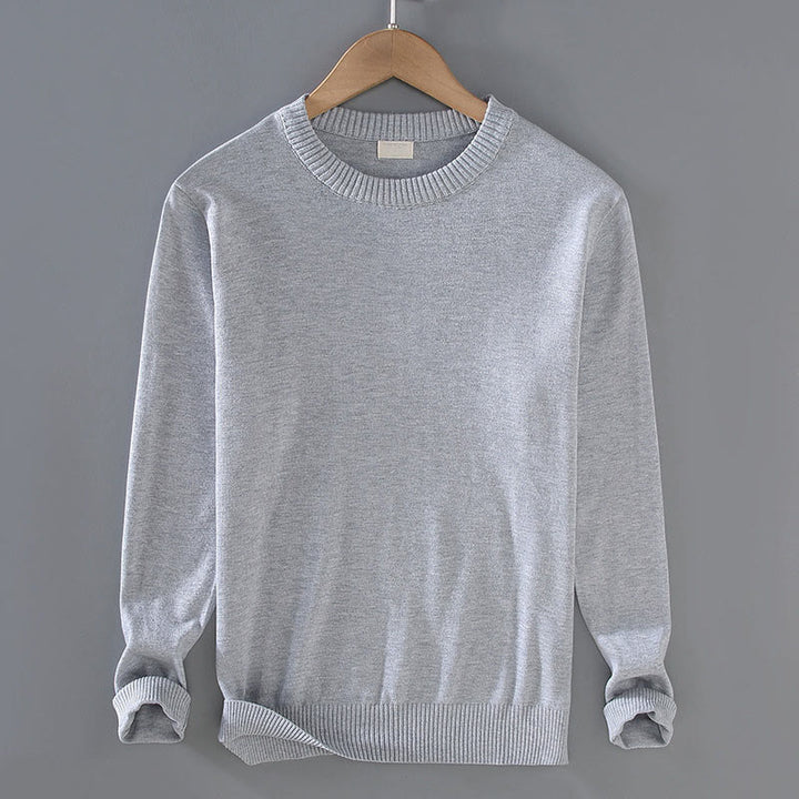 Buddha Stones Ribbed Design Pure Cotton Thermal Men's Crew Neck Long Sleeve Sweater - LightGrey - US/UK/AU42，EU52 (3XL) - image 3