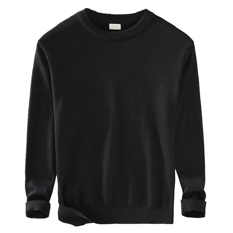 Buddha Stones Ribbed Design Pure Cotton Thermal Men's Crew Neck Long Sleeve Sweater - image 2