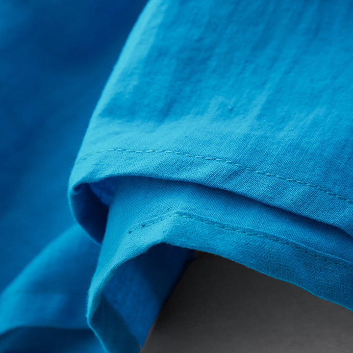 Buddha Stones Plain Long Sleeve Lace-up Desgin Women's Cotton Midi Dress With Pockets - image 9