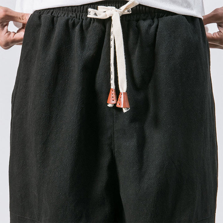 Buddha Stones Men's Plain Simple Drawstring Design Cotton Harem Pants With Pockets - image 14