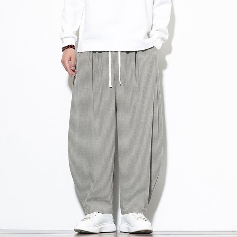 Buddha Stones Men's Plain Pure Cotton Corduroy Ankle-Length Harem Pants With Pockets - image 14