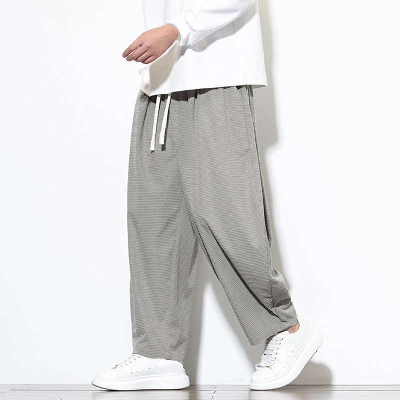 Buddha Stones Men's Plain Pure Cotton Corduroy Ankle-Length Harem Pants With Pockets - image 12