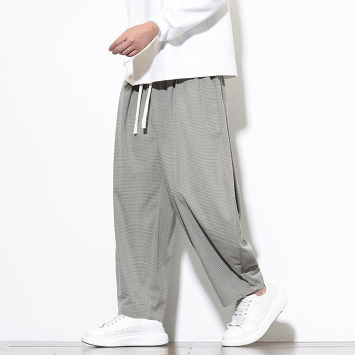 Buddha Stones Men's Plain Pure Cotton Corduroy Ankle-Length Harem Pants With Pockets - image 12