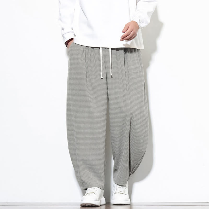 Buddha Stones Men's Plain Pure Cotton Corduroy Ankle-Length Harem Pants With Pockets - image 15