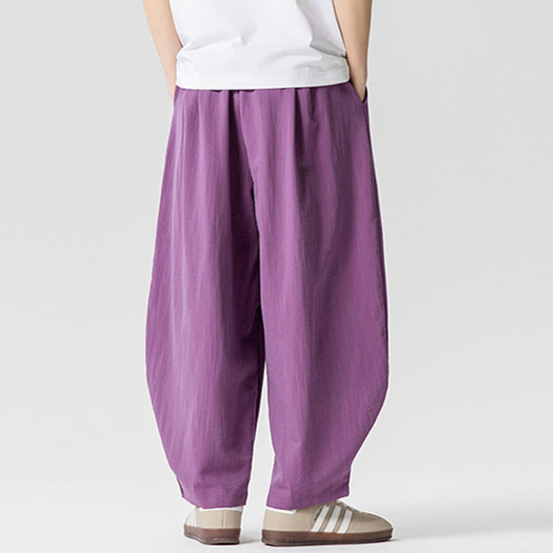 Buddha Stones Summer Pure Color Drawstring Men's Cotton Ankle-Length Pants With Pockets - image 29