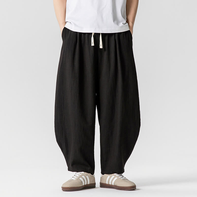 Buddha Stones Summer Pure Color Drawstring Men's Cotton Ankle-Length Pants With Pockets - Black - US/UK/AU46，EU56 (5XL) - image 34