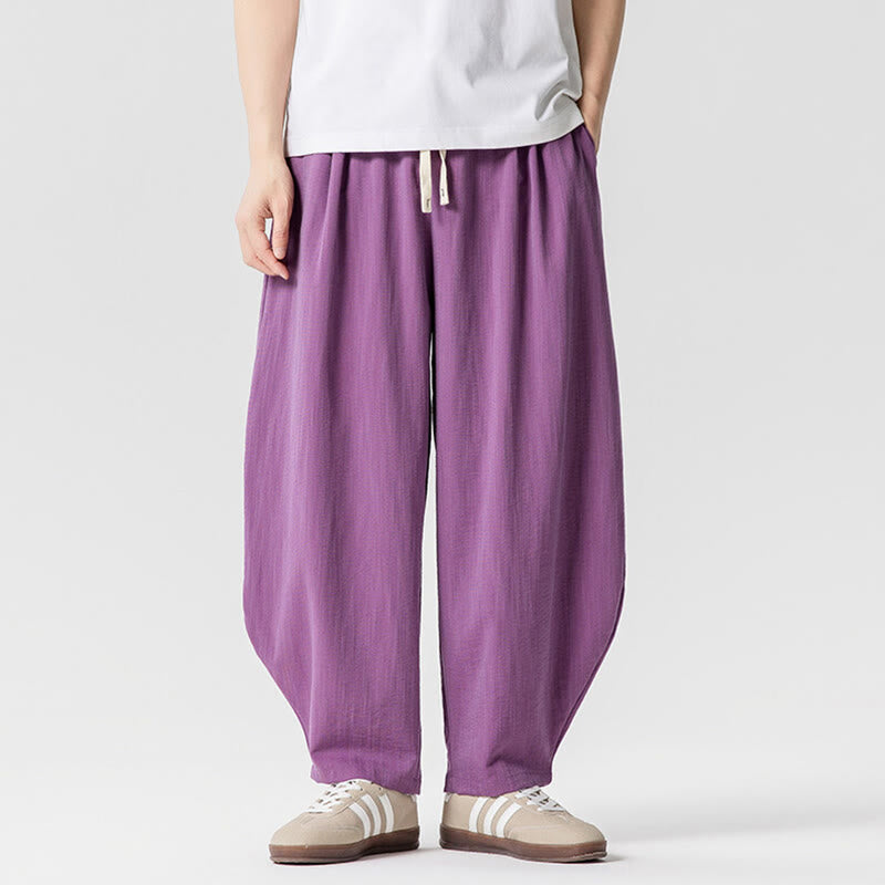 Buddha Stones Summer Pure Color Drawstring Men's Cotton Ankle-Length Pants With Pockets - MediumOrchid - US/UK/AU46，EU56 (5XL) - image 27