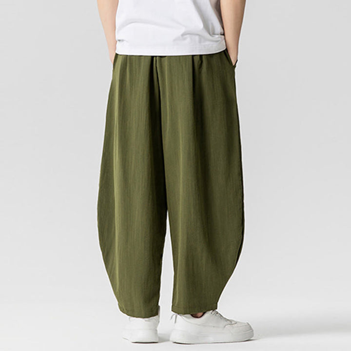 Buddha Stones Summer Pure Color Drawstring Men's Cotton Ankle-Length Pants With Pockets - image 22