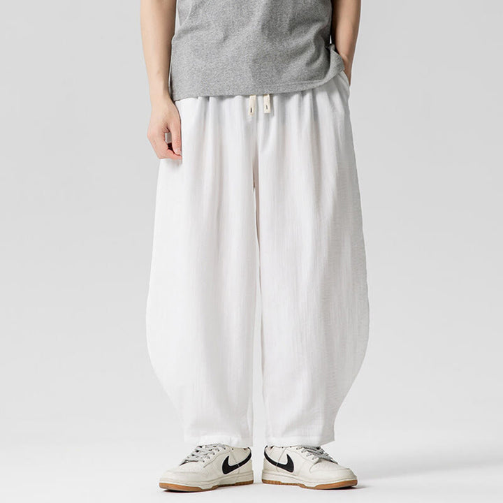 Buddha Stones Summer Pure Color Drawstring Men's Cotton Ankle-Length Pants With Pockets - White - US/UK/AU46，EU56 (5XL) - image 12