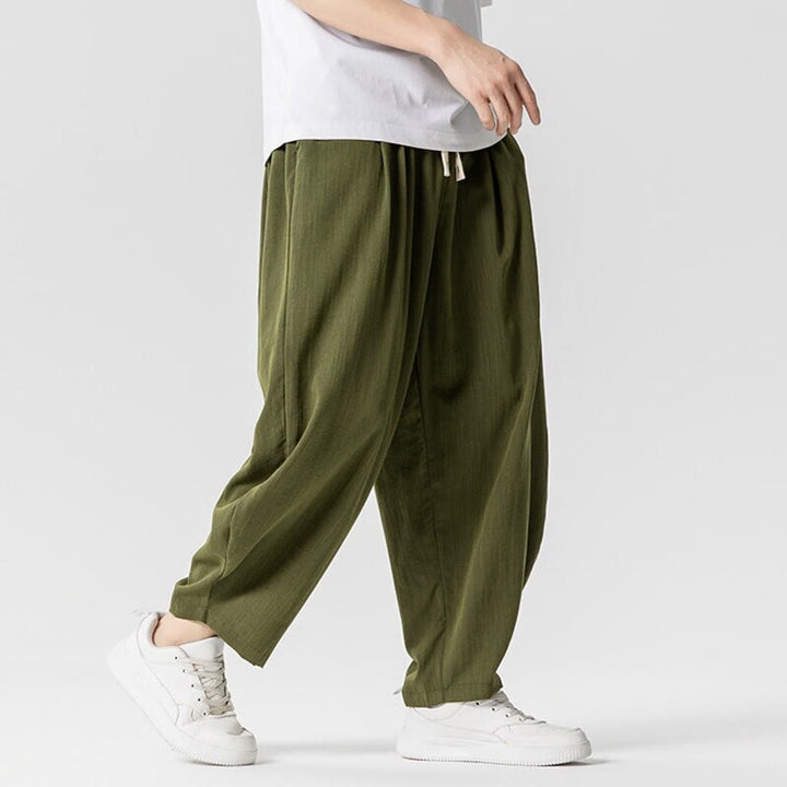 Buddha Stones Summer Pure Color Drawstring Men's Cotton Ankle-Length Pants With Pockets - image 24
