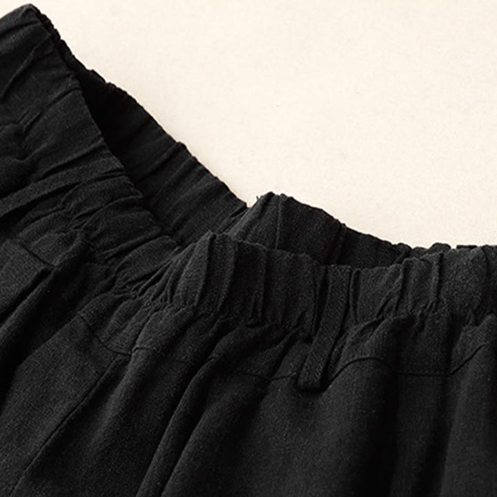 Buddha Stones Solid Color Cotton Women's Wide Leg Pants With Pockets - image 2