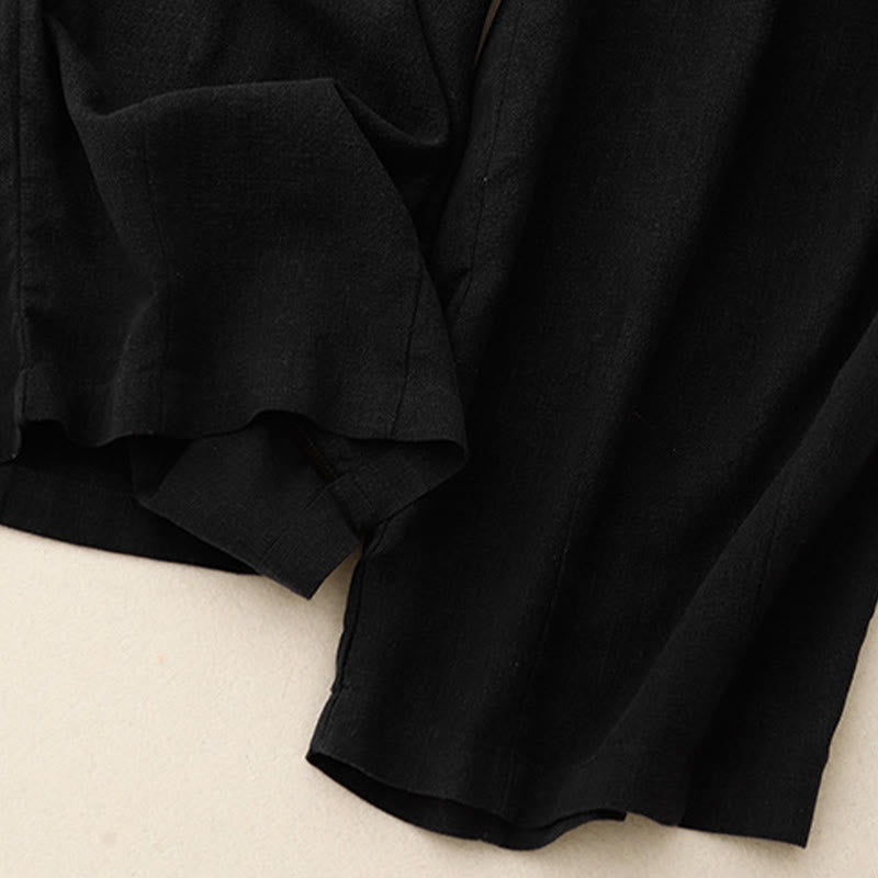 Buddha Stones Solid Color Cotton Women's Wide Leg Pants With Pockets - image 5