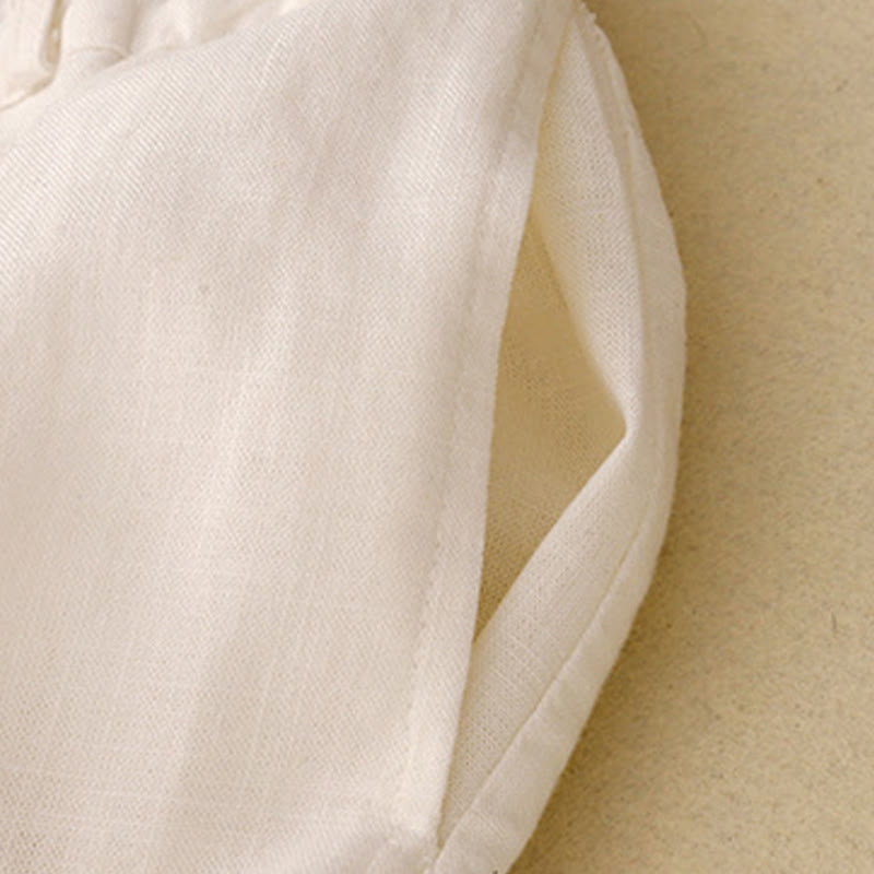 Buddha Stones Solid Color Cotton Women's Wide Leg Pants With Pockets - image 8