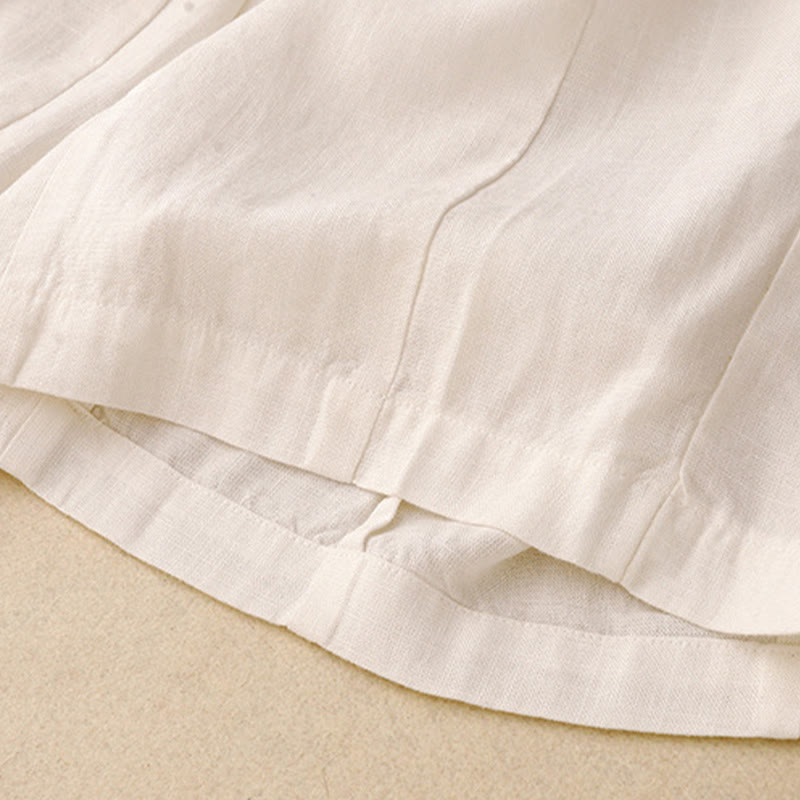 Buddha Stones Solid Color Cotton Women's Wide Leg Pants With Pockets - image 9