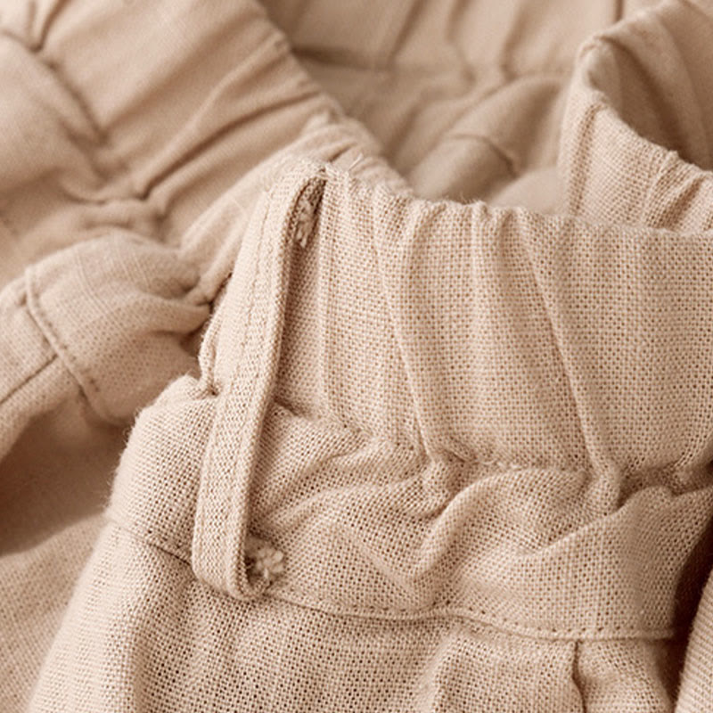 Buddha Stones Solid Color Cotton Women's Wide Leg Pants With Pockets - image 19