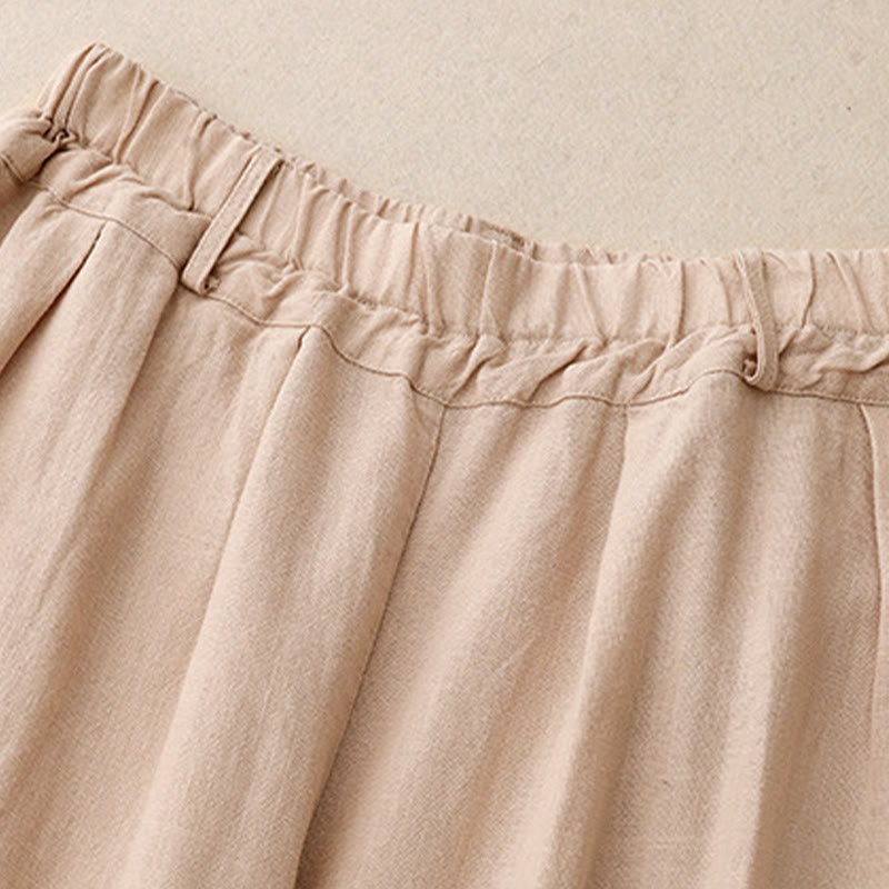 Buddha Stones Solid Color Cotton Women's Wide Leg Pants With Pockets - image 20