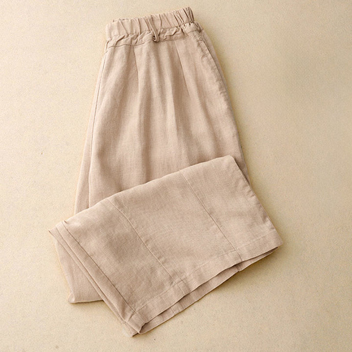 Buddha Stones Solid Color Cotton Women's Wide Leg Pants With Pockets - image 14