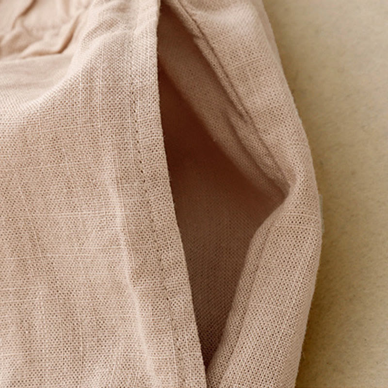 Buddha Stones Solid Color Cotton Women's Wide Leg Pants With Pockets - image 15